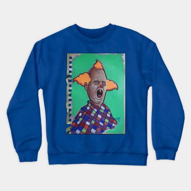 Cartoon Clown | Weird Florida Man War Pig | Duck Acid | Bad Hero Portrait Lowbrow Pop Surreal Art | Youtube Star | Masterpieces | Original Oil Painting By Tyler Tilley Crewneck Sweatshirt by Tiger Picasso